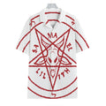 Red Satanic Pentagram Symbol Print Hawaiian Shirt
