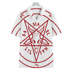 Red Satanic Pentagram Symbol Print Hawaiian Shirt