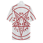 Red Satanic Pentagram Symbol Print Hawaiian Shirt