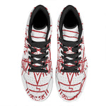 Red Satanic Pentagram Symbol Print High Top Leather Sneakers