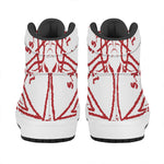 Red Satanic Pentagram Symbol Print High Top Leather Sneakers