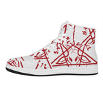 Red Satanic Pentagram Symbol Print High Top Leather Sneakers