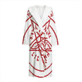 Red Satanic Pentagram Symbol Print Hooded Bathrobe