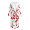 Red Satanic Pentagram Symbol Print Hooded Bathrobe