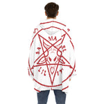 Red Satanic Pentagram Symbol Print Hoodie Blanket