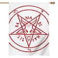 Red Satanic Pentagram Symbol Print House Flag