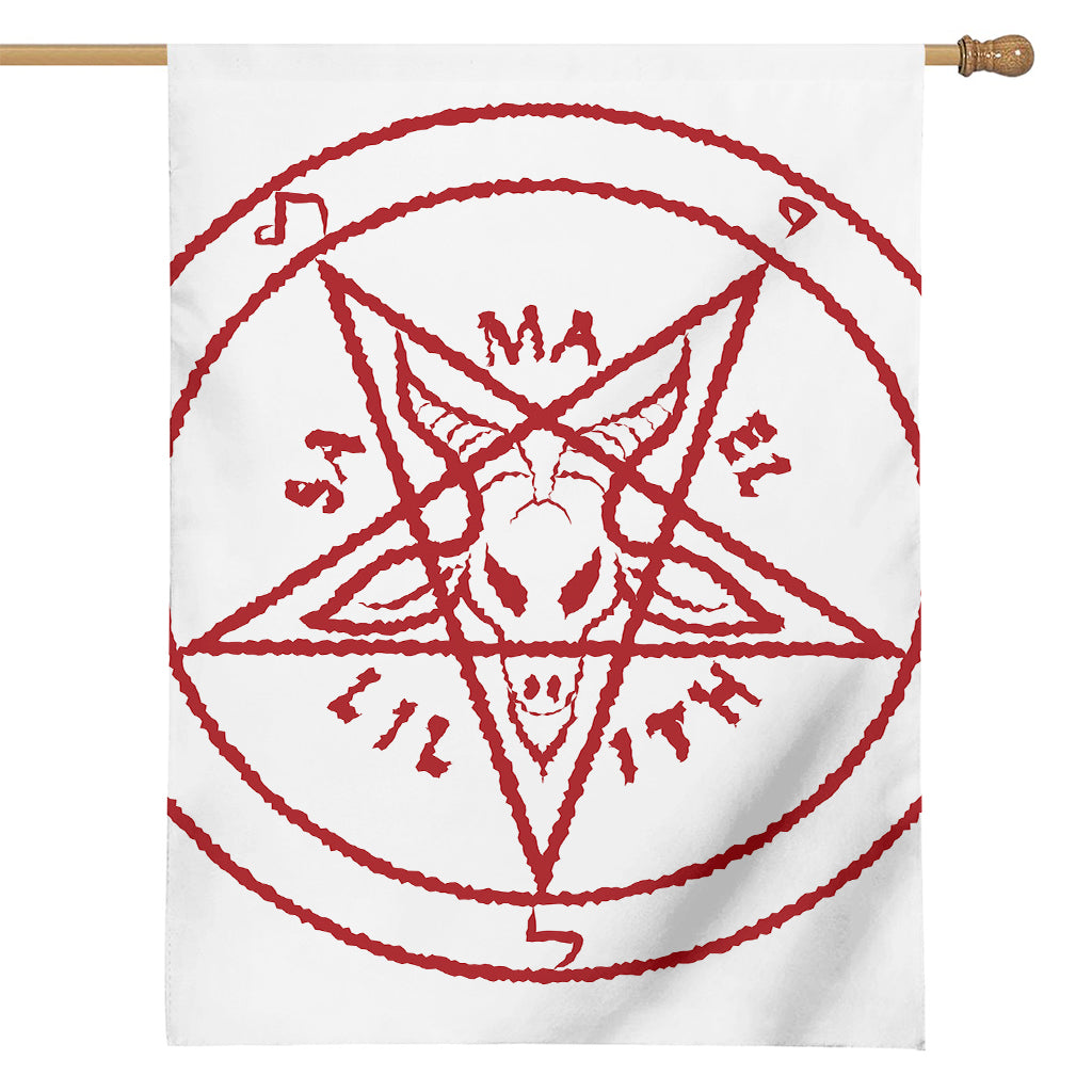 Red Satanic Pentagram Symbol Print House Flag