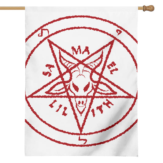 Red Satanic Pentagram Symbol Print House Flag