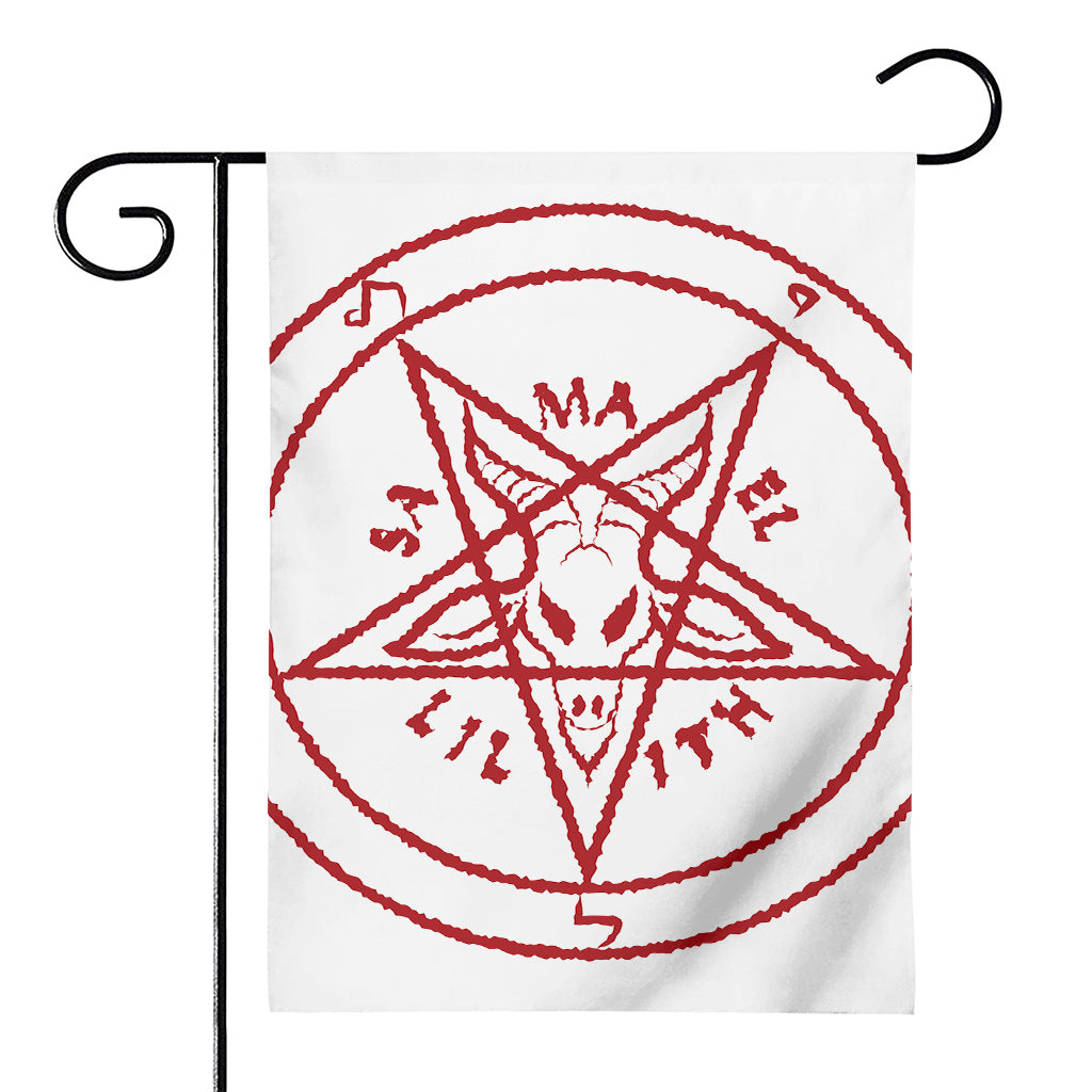 Red Satanic Pentagram Symbol Print House Flag