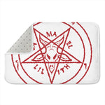 Red Satanic Pentagram Symbol Print Indoor Door Mat