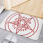 Red Satanic Pentagram Symbol Print Indoor Door Mat
