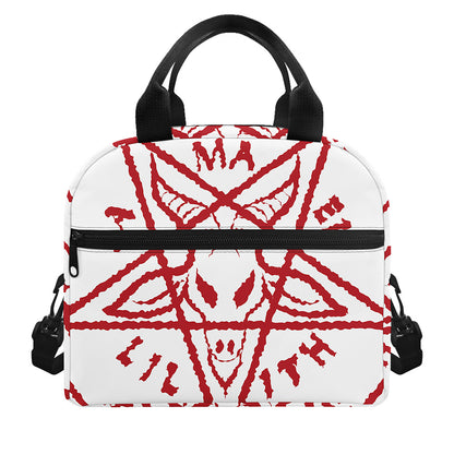 Red Satanic Pentagram Symbol Print Insulated Lunch Bag