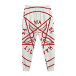 Red Satanic Pentagram Symbol Print Jogger Pants