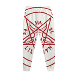Red Satanic Pentagram Symbol Print Jogger Pants