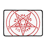Red Satanic Pentagram Symbol Print Kitchen Mat