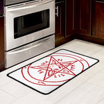 Red Satanic Pentagram Symbol Print Kitchen Mat