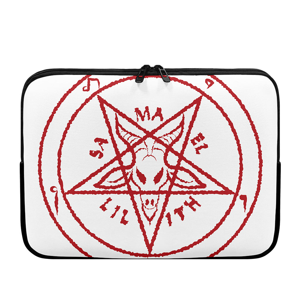 Red Satanic Pentagram Symbol Print Laptop Sleeve