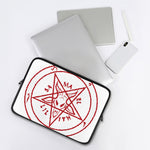 Red Satanic Pentagram Symbol Print Laptop Sleeve