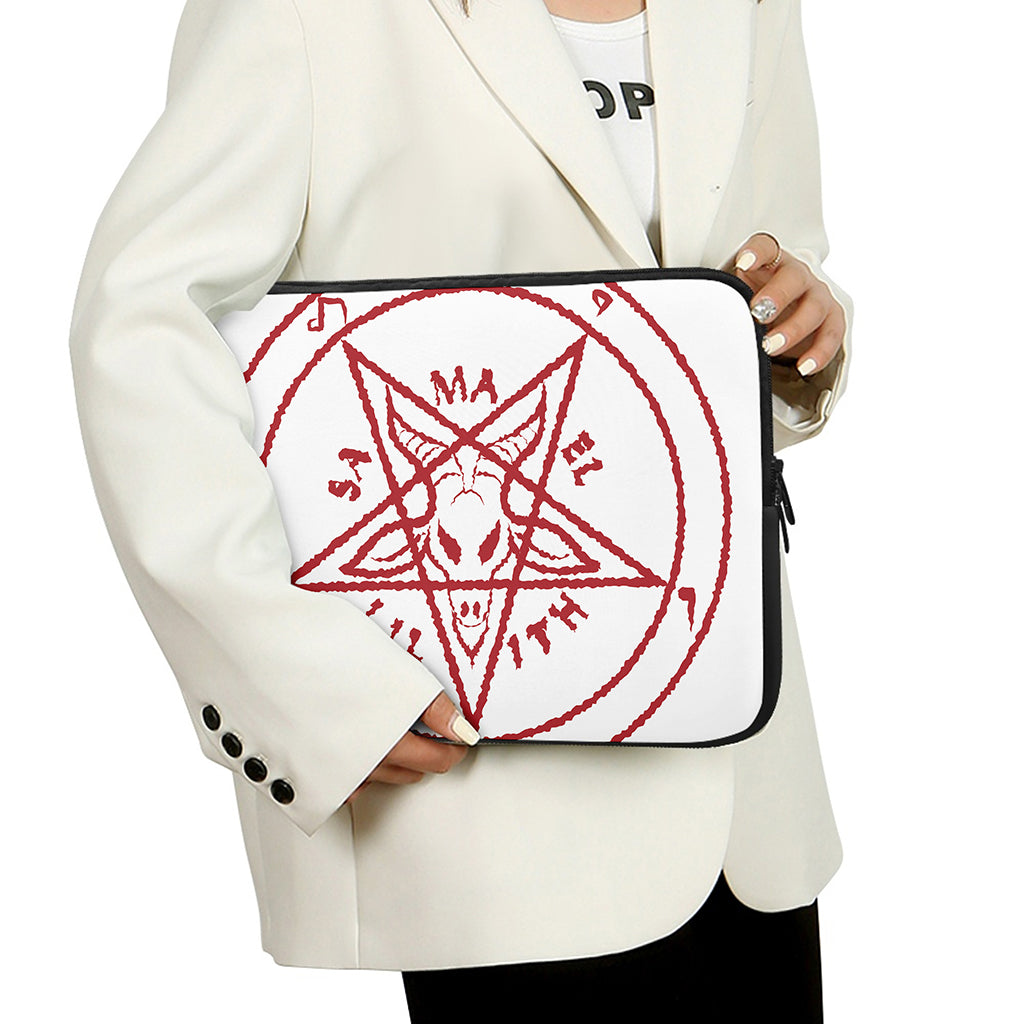 Red Satanic Pentagram Symbol Print Laptop Sleeve