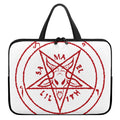 Red Satanic Pentagram Symbol Print Laptop Sleeve With Handle