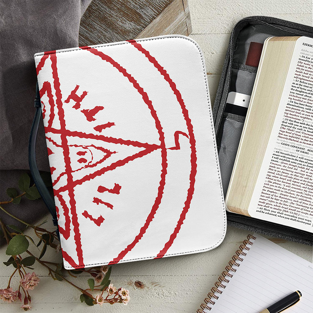 Red Satanic Pentagram Symbol Print Leather Bible Cover