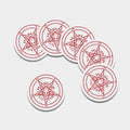 Red Satanic Pentagram Symbol Print Leather Coaster Set