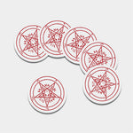 Red Satanic Pentagram Symbol Print Leather Coaster Set