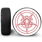 Red Satanic Pentagram Symbol Print Leather Spare Tire Cover