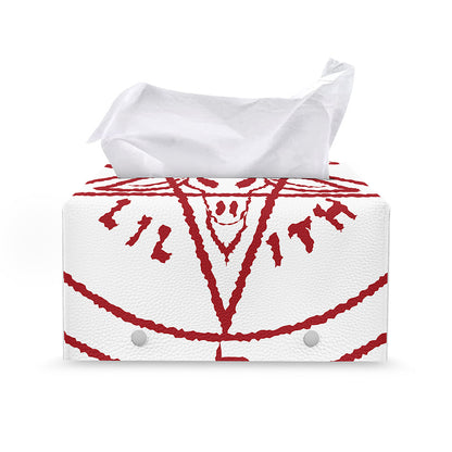 Red Satanic Pentagram Symbol Print Leather Tissue Box Cover