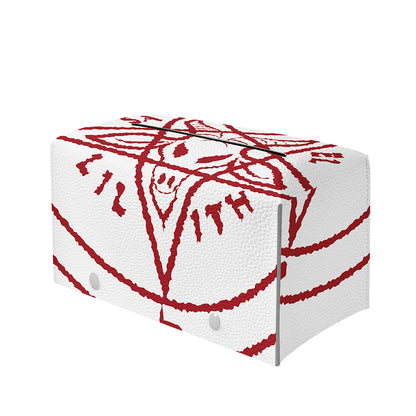 Red Satanic Pentagram Symbol Print Leather Tissue Box Cover