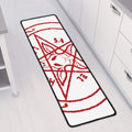 Red Satanic Pentagram Symbol Print Long Kitchen Mat
