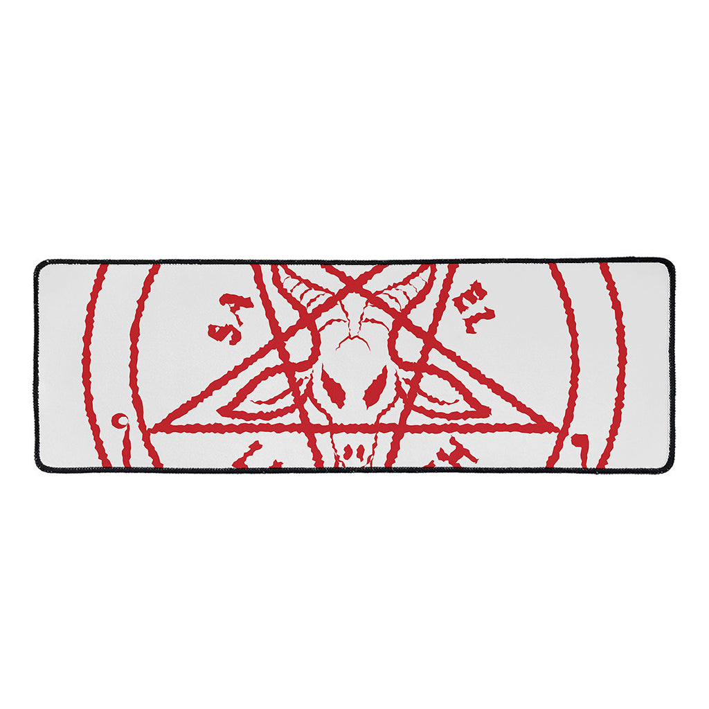 Red Satanic Pentagram Symbol Print Long Kitchen Mat