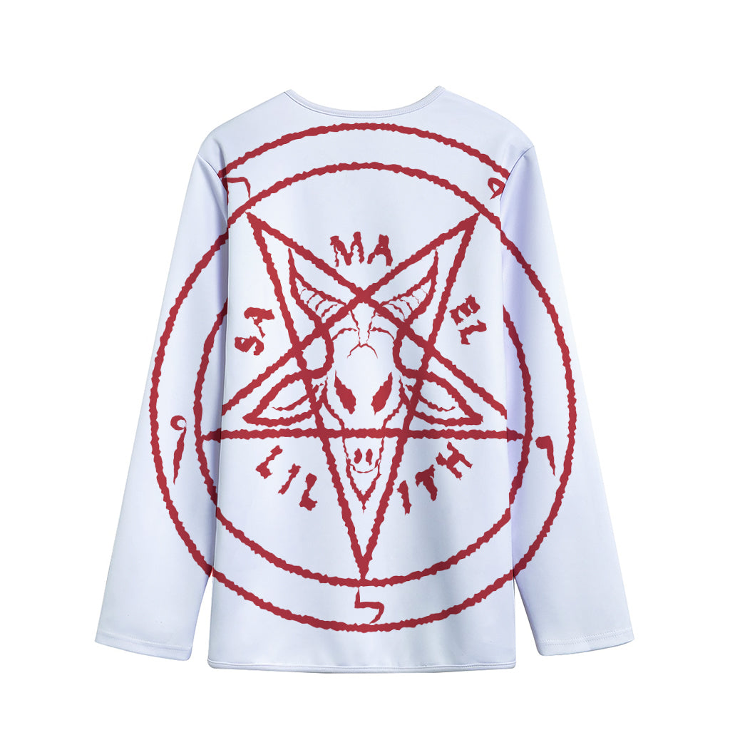 Red Satanic Pentagram Symbol Print Long Sleeve Short Coat