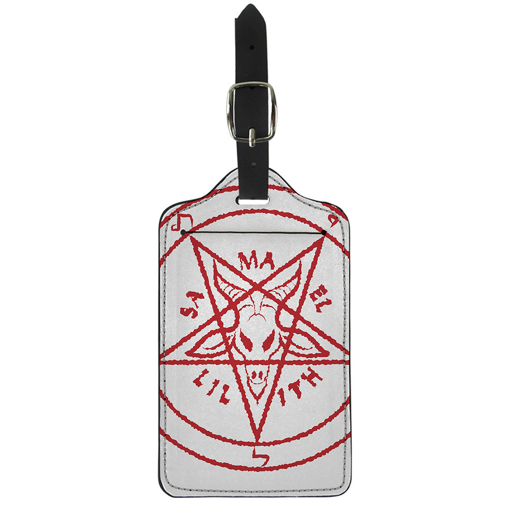 Red Satanic Pentagram Symbol Print Luggage Tag