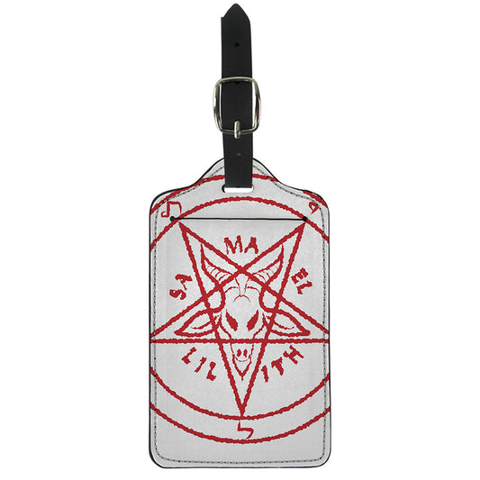 Red Satanic Pentagram Symbol Print Luggage Tag