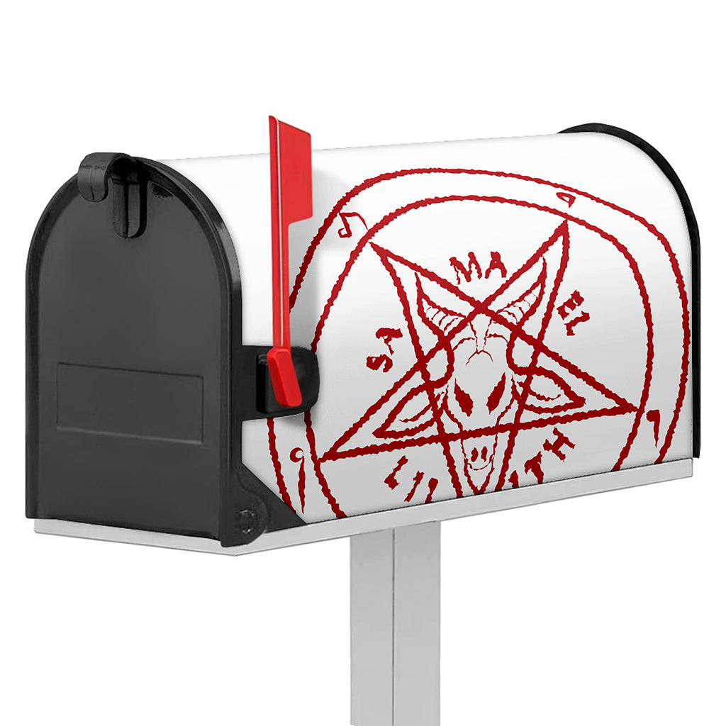 Red Satanic Pentagram Symbol Print Mailbox Cover