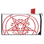 Red Satanic Pentagram Symbol Print Mailbox Cover