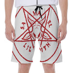 Red Satanic Pentagram Symbol Print Men's Beach Shorts