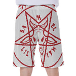Red Satanic Pentagram Symbol Print Men's Beach Shorts