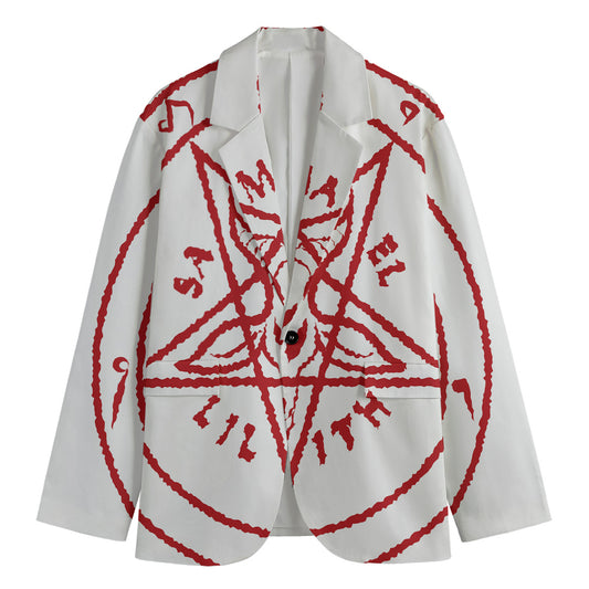 Red Satanic Pentagram Symbol Print Men's Blazer
