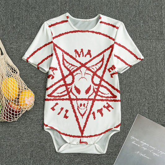 Red Satanic Pentagram Symbol Print Men's Bodysuit