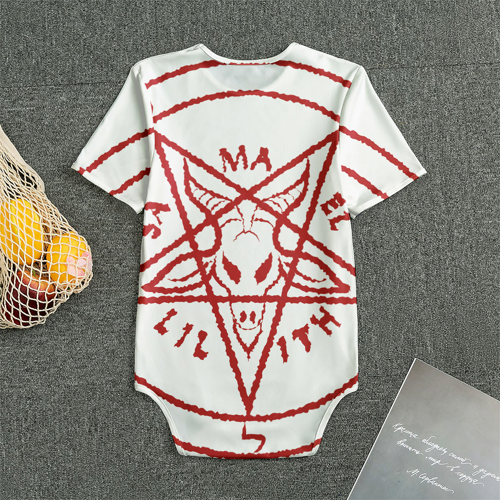 Red Satanic Pentagram Symbol Print Men's Bodysuit