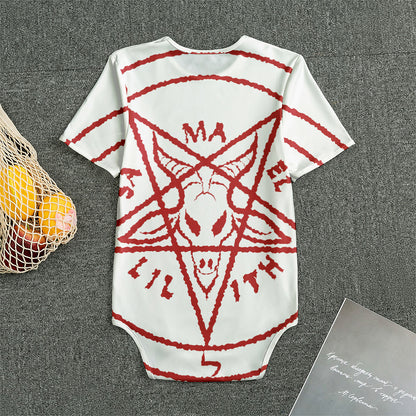 Red Satanic Pentagram Symbol Print Men's Bodysuit