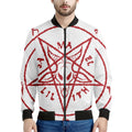 Red Satanic Pentagram Symbol Print Men's Bomber Jacket