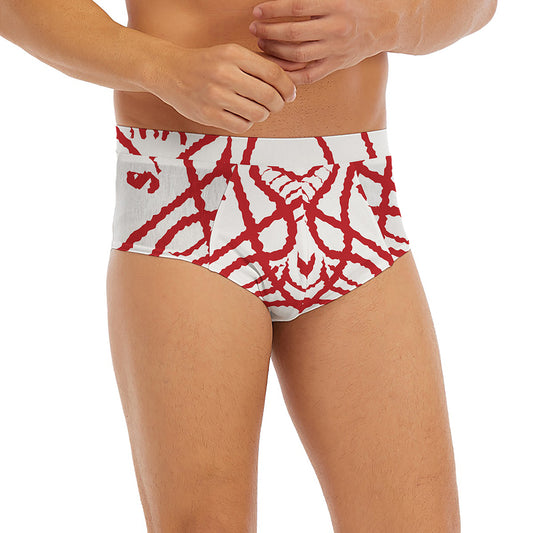 Red Satanic Pentagram Symbol Print Men's Briefs