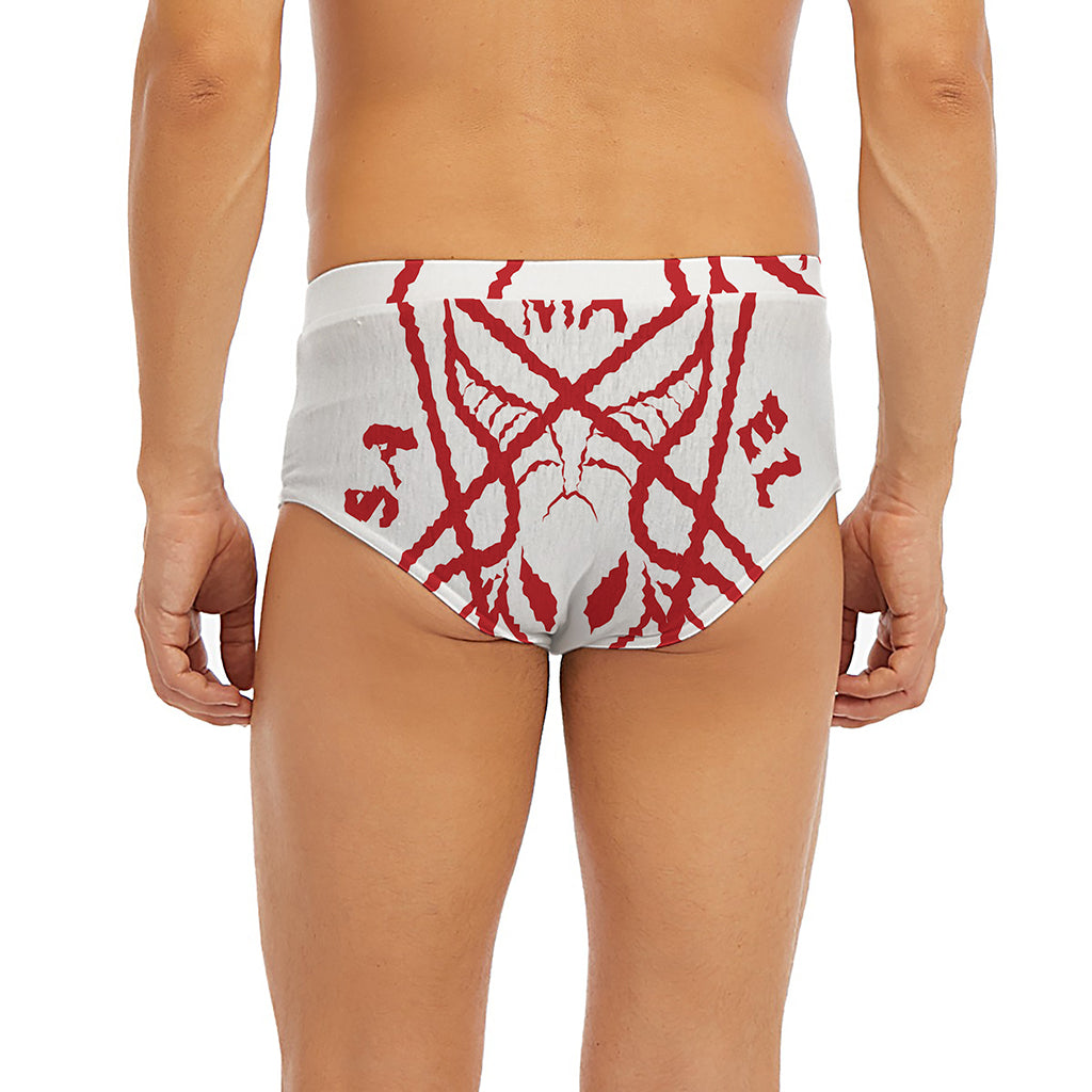 Red Satanic Pentagram Symbol Print Men's Briefs