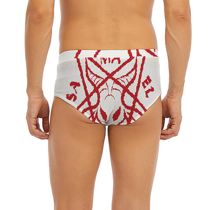 Red Satanic Pentagram Symbol Print Men's Briefs