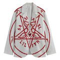 Red Satanic Pentagram Symbol Print Men's Cotton Blazer