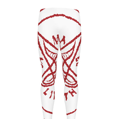 Red Satanic Pentagram Symbol Print Men's leggings