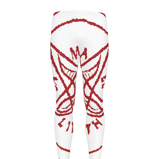 Red Satanic Pentagram Symbol Print Men's leggings